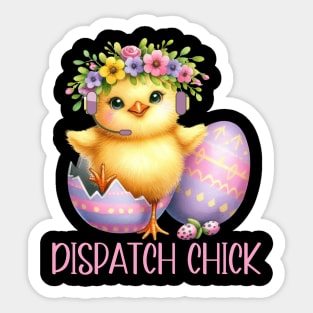 Dispatch Chick Funny Easter Dispatcher Thin Gold Line for 911 First Responders Sticker